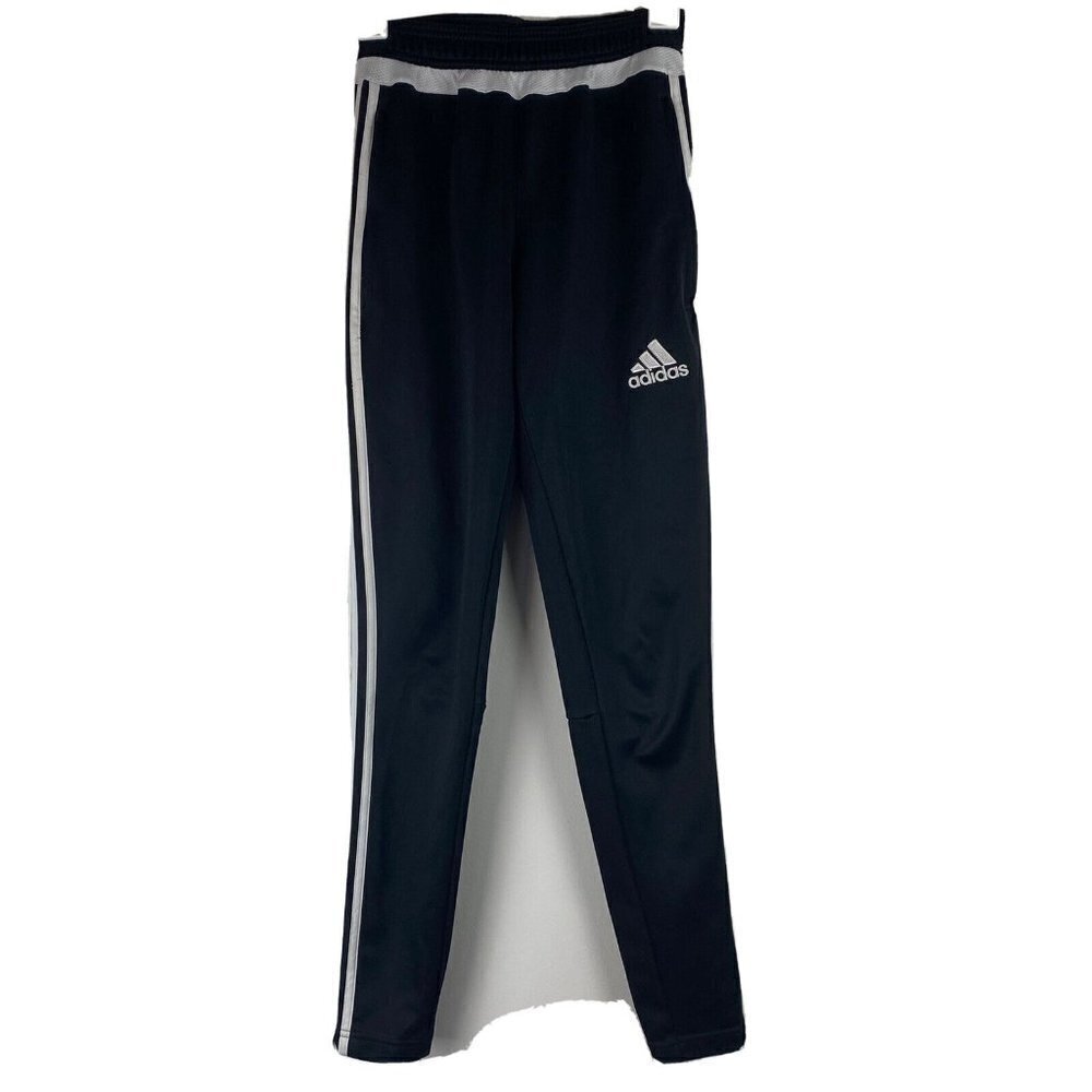 Adidas Women's Soccer Pants Size XS Black White Stripe Climacool Sweatpants
